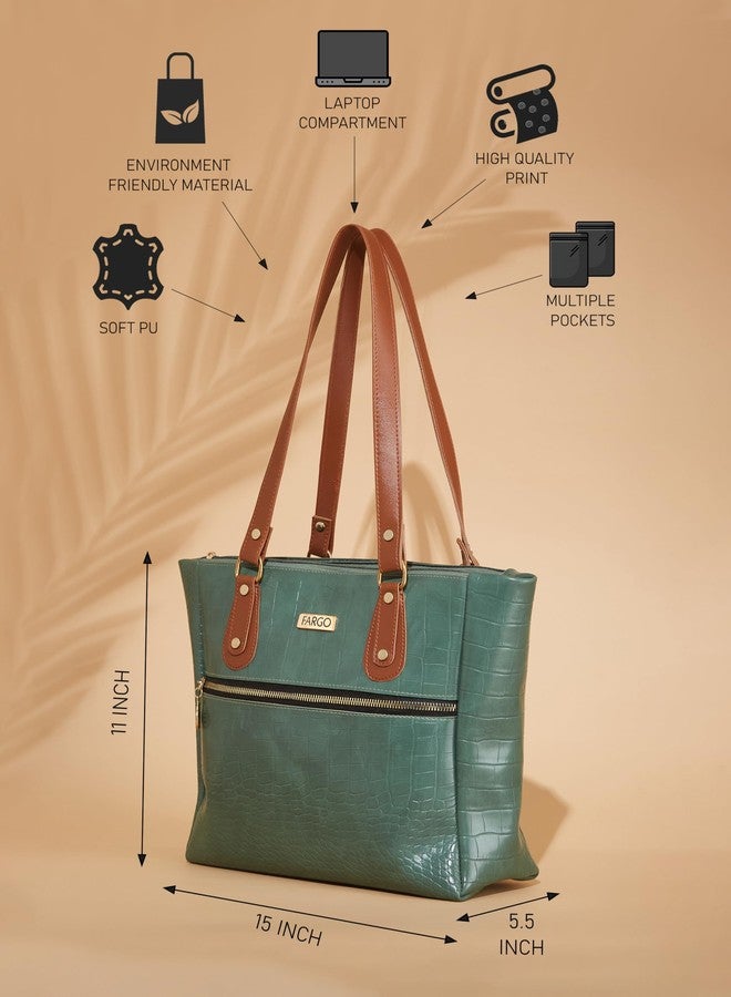 Fargo PU Women's Stylish Handbag (Green) - Image 4